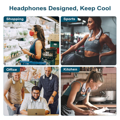CIVPOWER Neck Fan: Portable Personal Neck Cooling Rechargeable Bladeless Fan - Hands Free 3 Speed 4000 mAh Battery USB Operated Wearable Headphone Design - for Men Women Outdoor Indoor (White) - Available at All In One Marketplace Canada