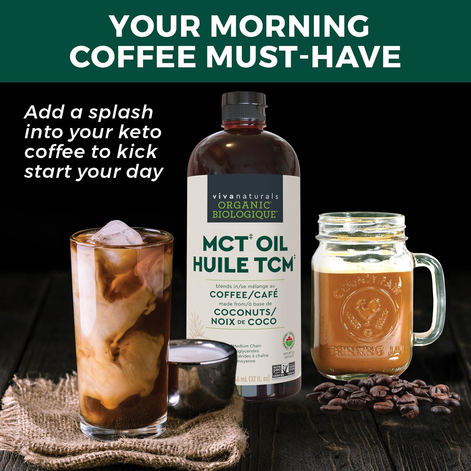 Viva Naturals Organic MCT Oil – 946 mL Pure Coconut Extract for Keto, Paleo & Vegan Diets