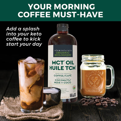 Viva Naturals Organic MCT Oil – 946 mL Pure Coconut Extract for Keto, Paleo & Vegan Diets