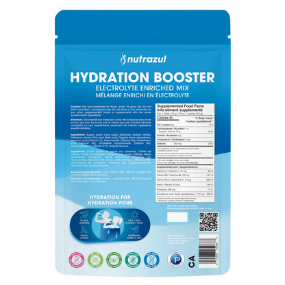 Nutrazul Hydration Booster, Electrolytes Powder Sticks with Sodium, Potassium, Vitamin B6 & B12, No Artificial Sweeteners, Acai Berry, Lemon Lime, Passion Fruit Flavour, 30 Sticks - Available at All In One Marketplace Canada