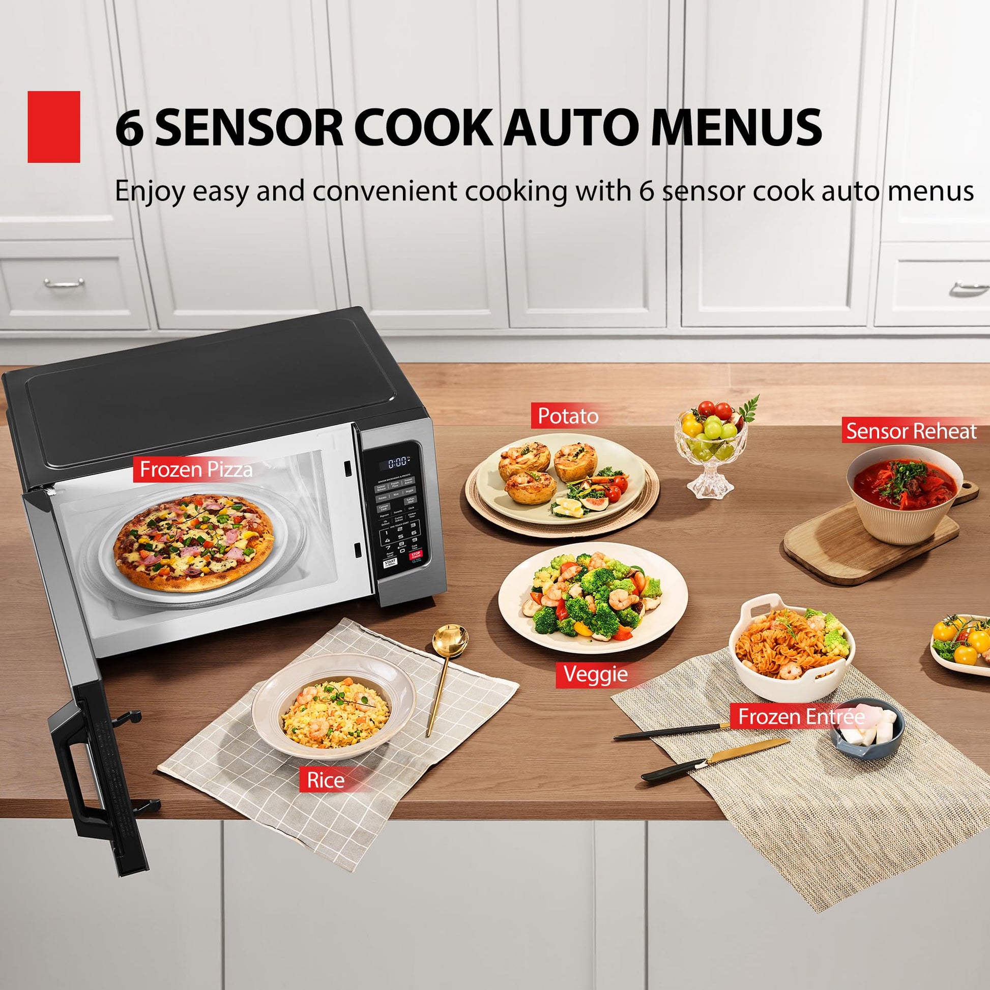 TOSHIBA ML-EM31P(SS)/CA Microwave Oven with Smart Sensor, Easy Clean Interior, ECO Mode, and Sound On/Off, 1.2 Cu. ft, Stainless Steel - Available at All In One Marketplace Canada