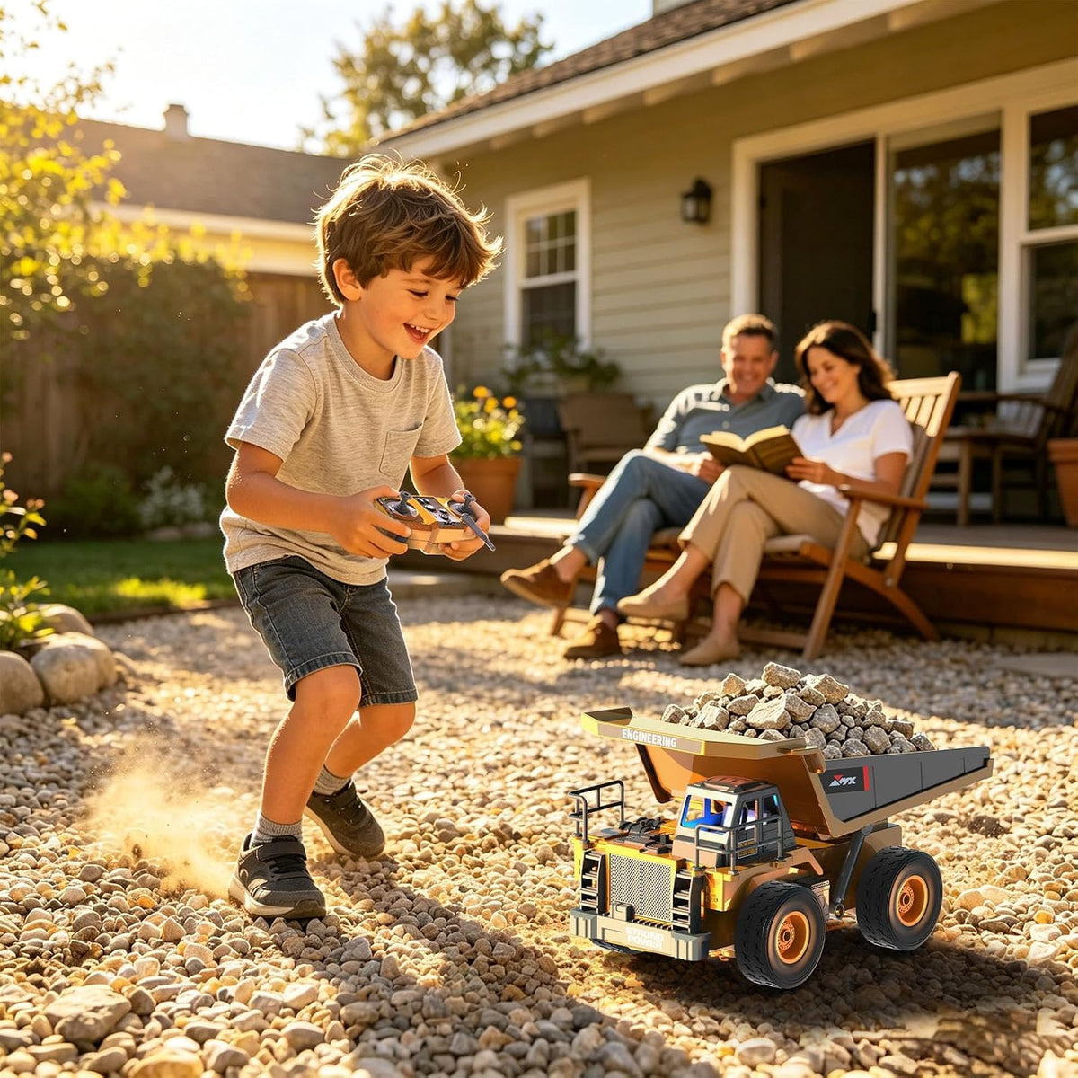 GraceDuck Remote Control Heavy Duty Metal Dump Truck Toys for Boys, 2.4GHz RC Truck with Alloy Bed Sound Light, RC Construction Vehicle Toys for Boys 4 5 6 7 8 Year Old Boys Gift Christmas 🍁 All In One Marketplace Canada