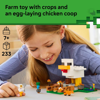 LEGO Minecraft Chicken Farm Building & Pretend Play Toy for Boys & Girls - Video Game Playset & Toy Figures for Kids, Ages 7+ - W/Chicken Fan Minifigure - Gift Idea for Birthdays - 21585