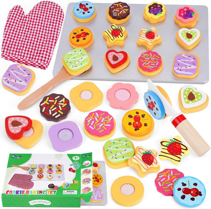 Slice and Bake Wooden Cookie Play Food Set for Kids Kitchen - Toy Food 🍁 All In One Marketplace Canada