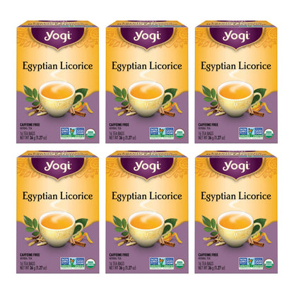 Yogi Egyptian Licorice Tea (6 Pack) - Organic Herbal Blend with Cinnamon, Cardamom & Clove - 96 Tea Bags