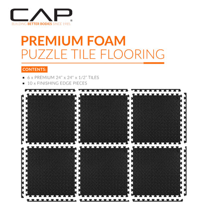CAP Barbell 1/2-Inch Interlocking EVA Foam Exercise Puzzle Mats - 1 Pack | 24" x 24" x 1/2" | Diamond Pattern 🍁 All In One Marketplace Canada