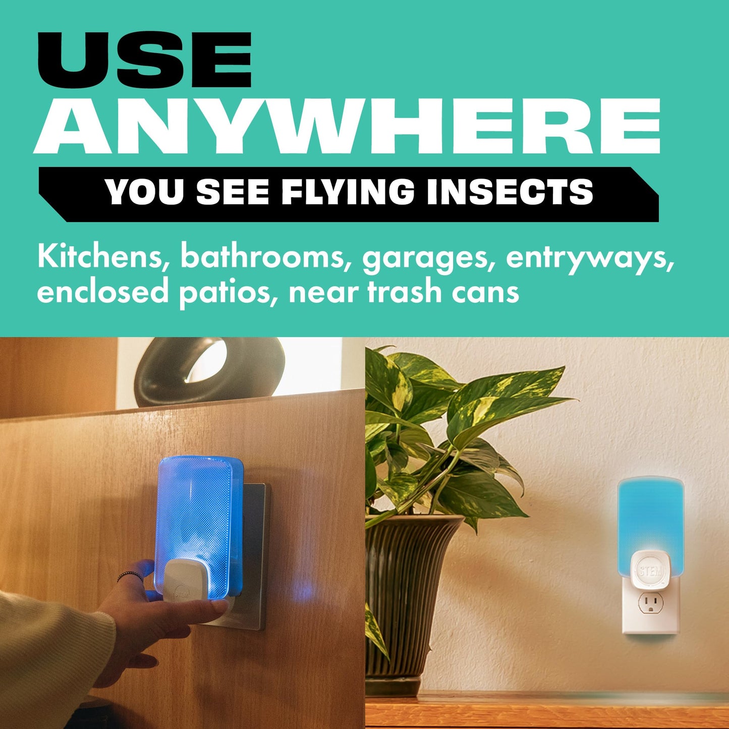STEM Flying Insect Light Trap Kit, Fruit Fly Trap for Indoor Use, Effective Insect Control for Home, Drain Fly & Fungus Gnat Control, Insecticide-Free Plug-in Device, 1 Device + 2 Cartridges - Available at All In One Marketplace Canada