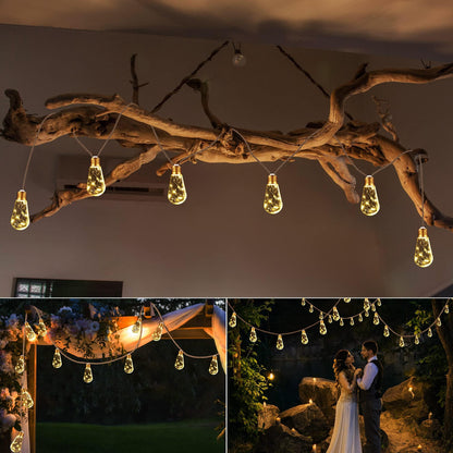 Solar Outdoor String Lights, 20Ft Vintage Rope Hemp Solar Patio Lights, Waterproof Warm White Solar Powered Christmas String Lights with 8 Modes 16 Shatterproof Bulbs for Garden Fence Stairs Balcony 🍁 All In One Marketplace Canada