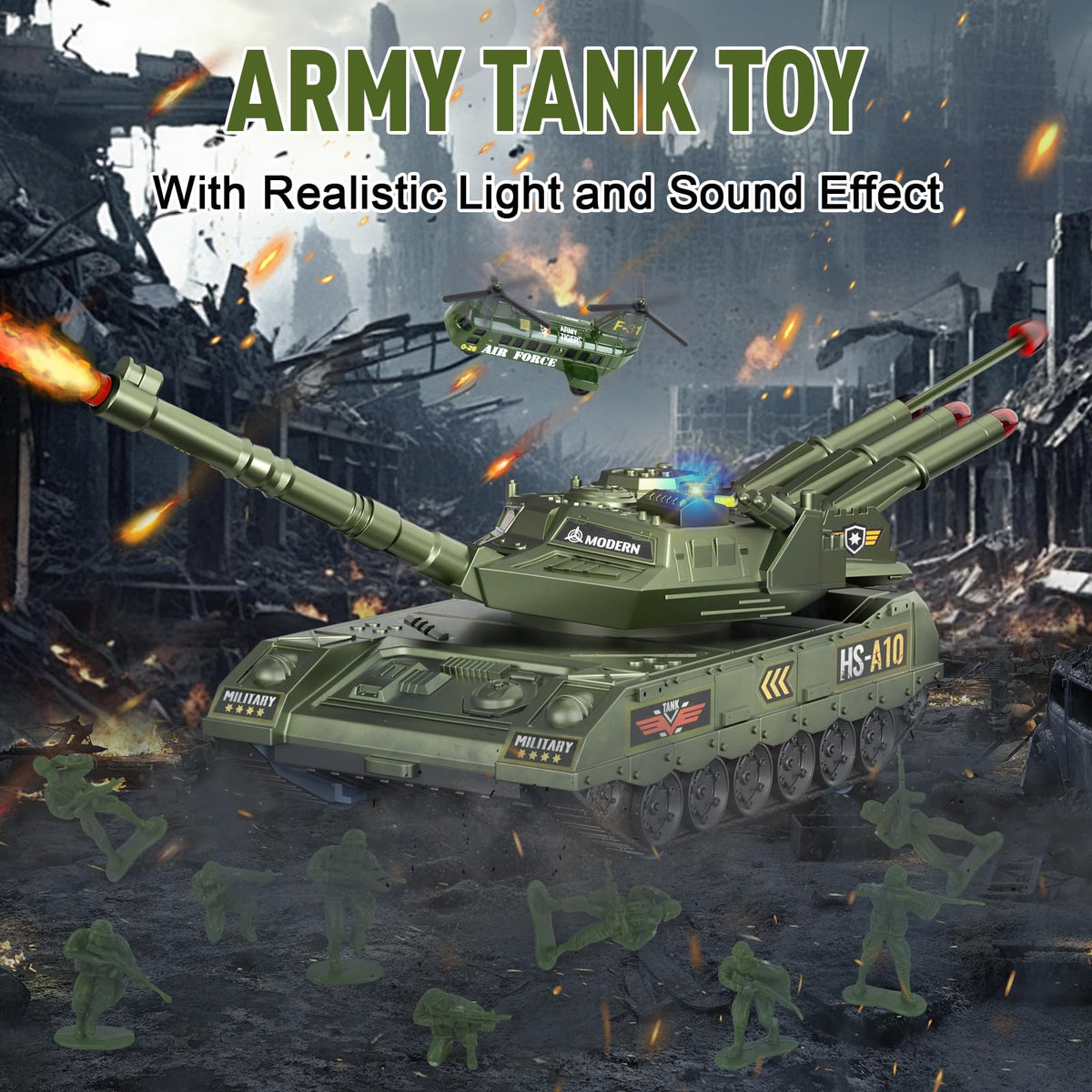 Army Tank Toys for Boys 3 4 5 6 7 8 Years Old, Military Toys Playset with 6 Mini Die-Cast Cars Helicopter & 10 Army Men Toy Soldiers, Kids Christmas Birthday Gifts Present for Boys Age 3+ 🍁 All In One Marketplace Canada