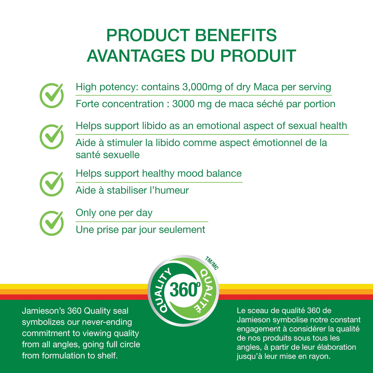 Jamieson High Potency Maca 3,000 mg, Helps to Support Emotional Aspects of Sexual Health and a Healthy Mood Balance. Vegetarian, Non-GMO, Gluten-Free, Only One Per Day, 60 Count