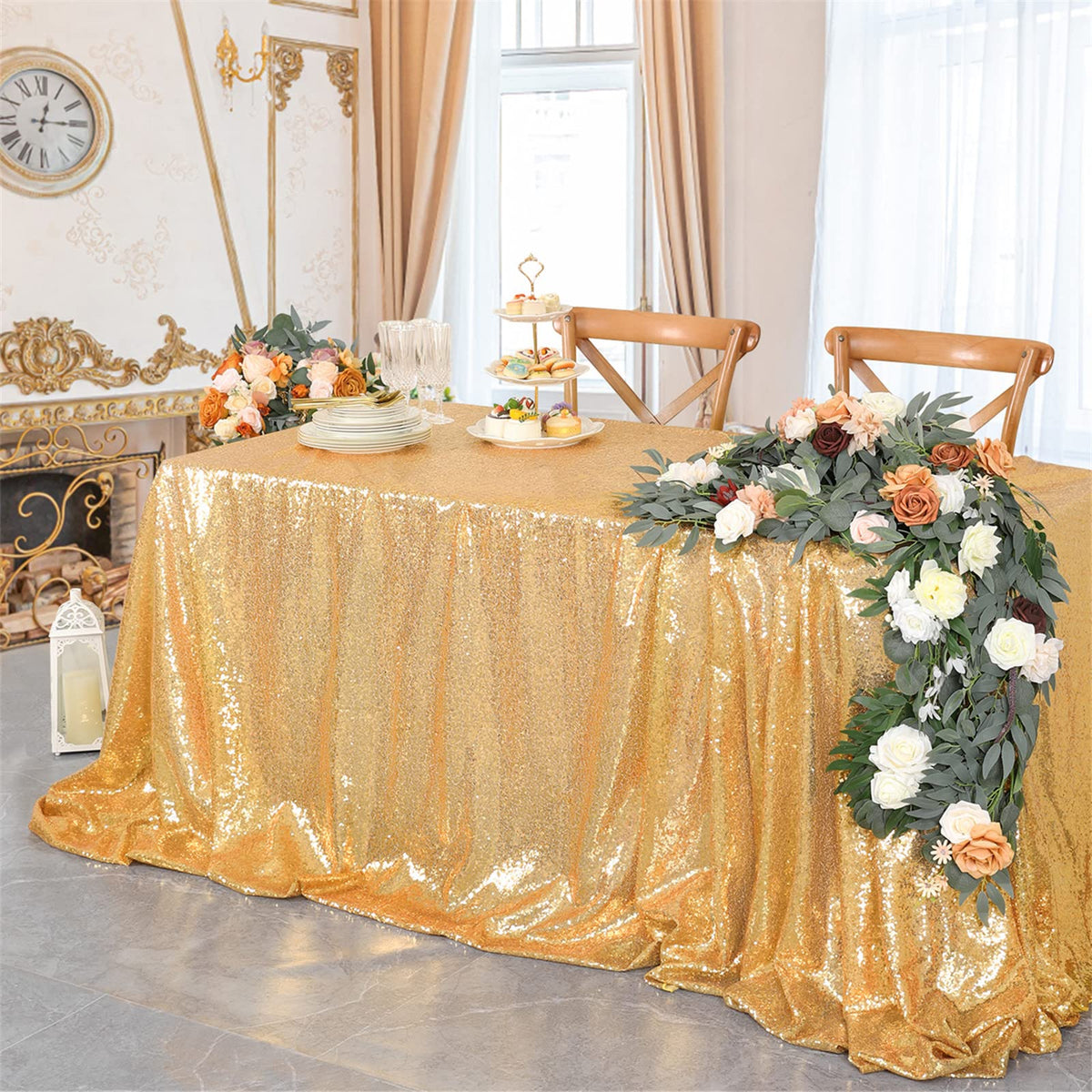 Nappe drapée scintillante B-COOL, nappe dorée en tissu à paillettes pour cérémonie, fête, Halloween, 50 x 80 pouces
