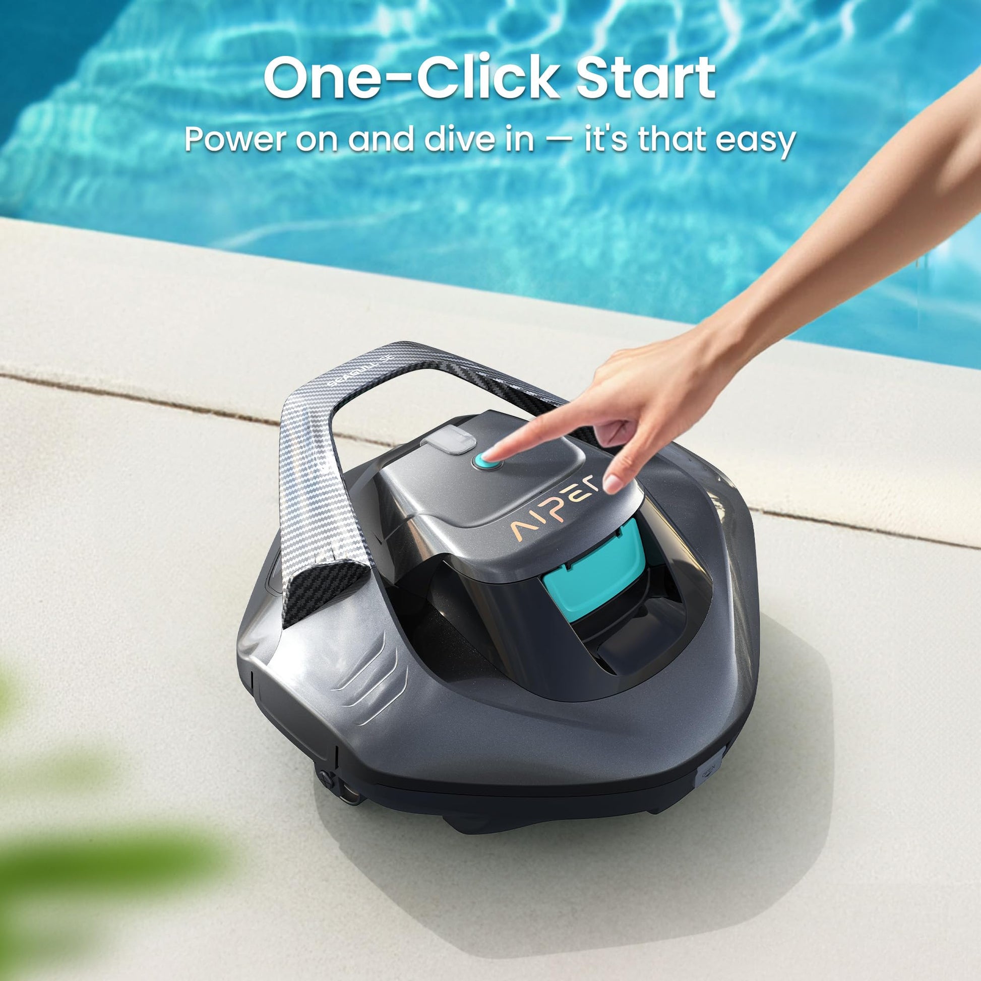 AIPER Seagull SE Cordless Robotic Pool Cleaner, Pool Vacuum Lasts 90 Mins, LED Indicator, Self-Parking, for Flat Above-Ground Pools up to 33 Feet - Gray