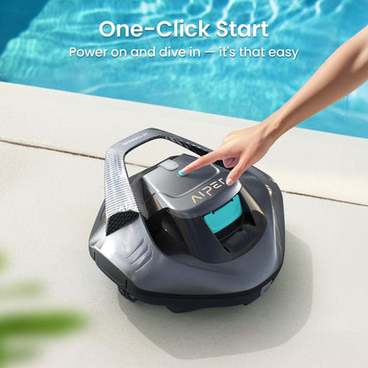AIPER Seagull SE Cordless Robotic Pool Cleaner, Pool Vacuum Lasts 90 Mins, LED Indicator, Self-Parking, for Flat Above-Ground Pools up to 33 Feet - Gray