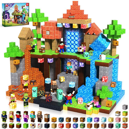 Magnetic Blocks -210PCS Magnetic Building Block for Kids Ages 4-8 9-12, Magnet Blocks Cubes with Collectible Doll Constructions Toy for Boys Girls, STEM Stacking Toys Christmas Halloween Easter Gifts 🍁 All In One Marketplace Canada