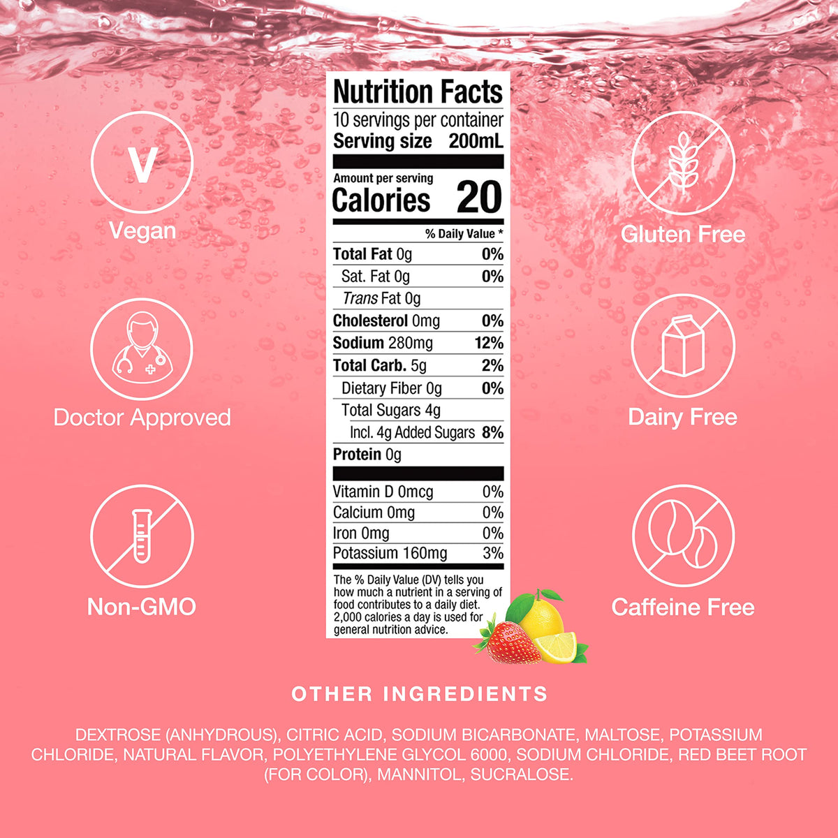 Hydralyte Electrolyte Tablets | Strawberry Lemonade Electrolytes | Perfect For Bachelorette Parties, Workout Essential and A Travel Essential for Daily Hydration Needs | (2 Tablets per Serving, 40 Count)