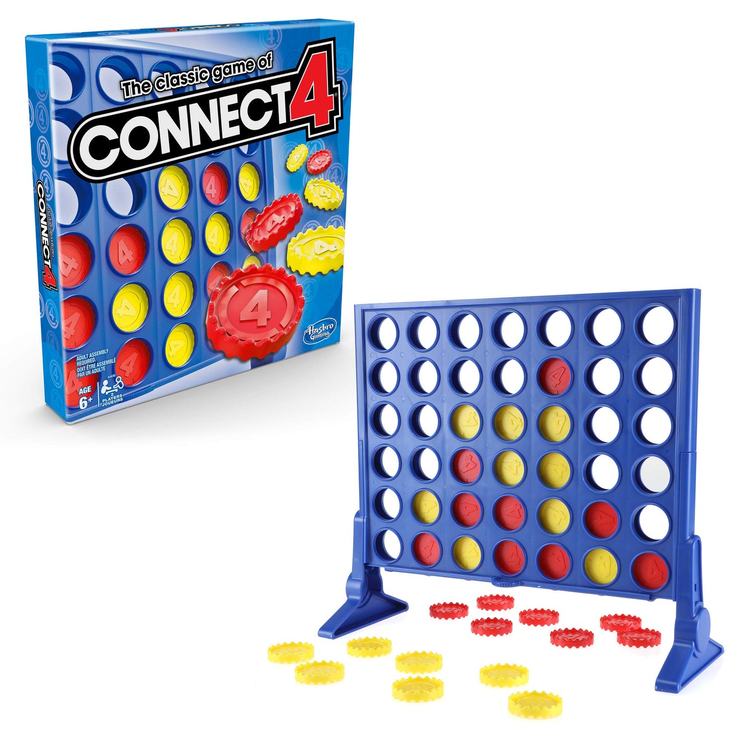 Connect 4 Classic Grid Board Game, 4 in a Row Game, Strategy Board Games for Kids, 2 Player Board Games for Family and Kids, Ages 6 and Up