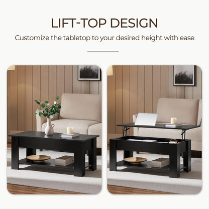 Yaheetech Coffee Table with Storage, Lift Top, 98cm L, Black Yaheetech
