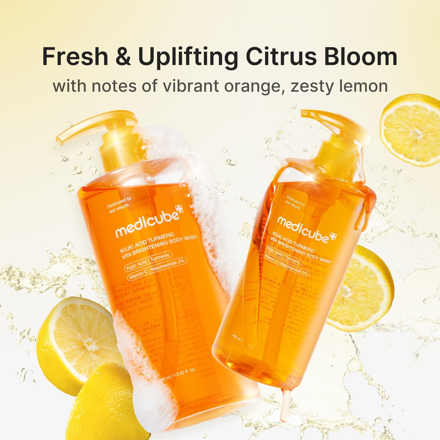 medicube Kojic Acid Turmeric Brightening Body Wash | Gentle Shower Gel for Uneven Skin | Niacinamide, Vitamin C, AHA/BHA | Deep Cleansing, Hydrating Formula | Easy and Effective, 13.52 fl.oz 400ml - Available at All In One Marketplace Canada