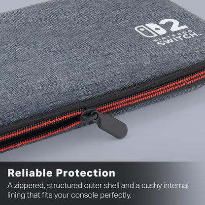 PowerA Slim Case for Nintendo Switch 2 - Dark Heather Grey, Officially Licensed, Protective Case, Holds 10 Game Cards, Padded Screen Protector, Built-in Play Stand