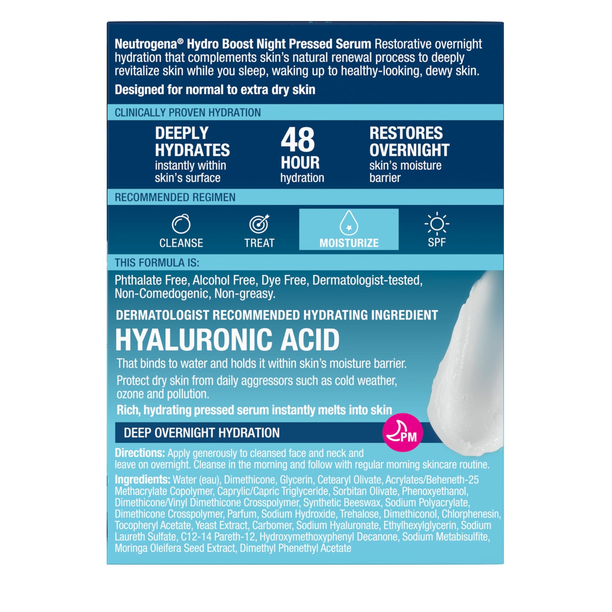 Neutrogena Moisturizer Neutrogena Hydro Boost Night Pressed Face Serum With Purified Hyaluronic Acid and Antioxidants for moisturized Skin, 48g, 48 Milliliters - Available at All In One Marketplace Canada