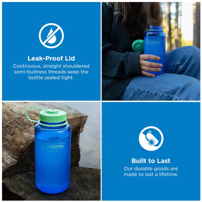 Nalgene 32 oz Wide Mouth Water Bottle, Cornflower Blue