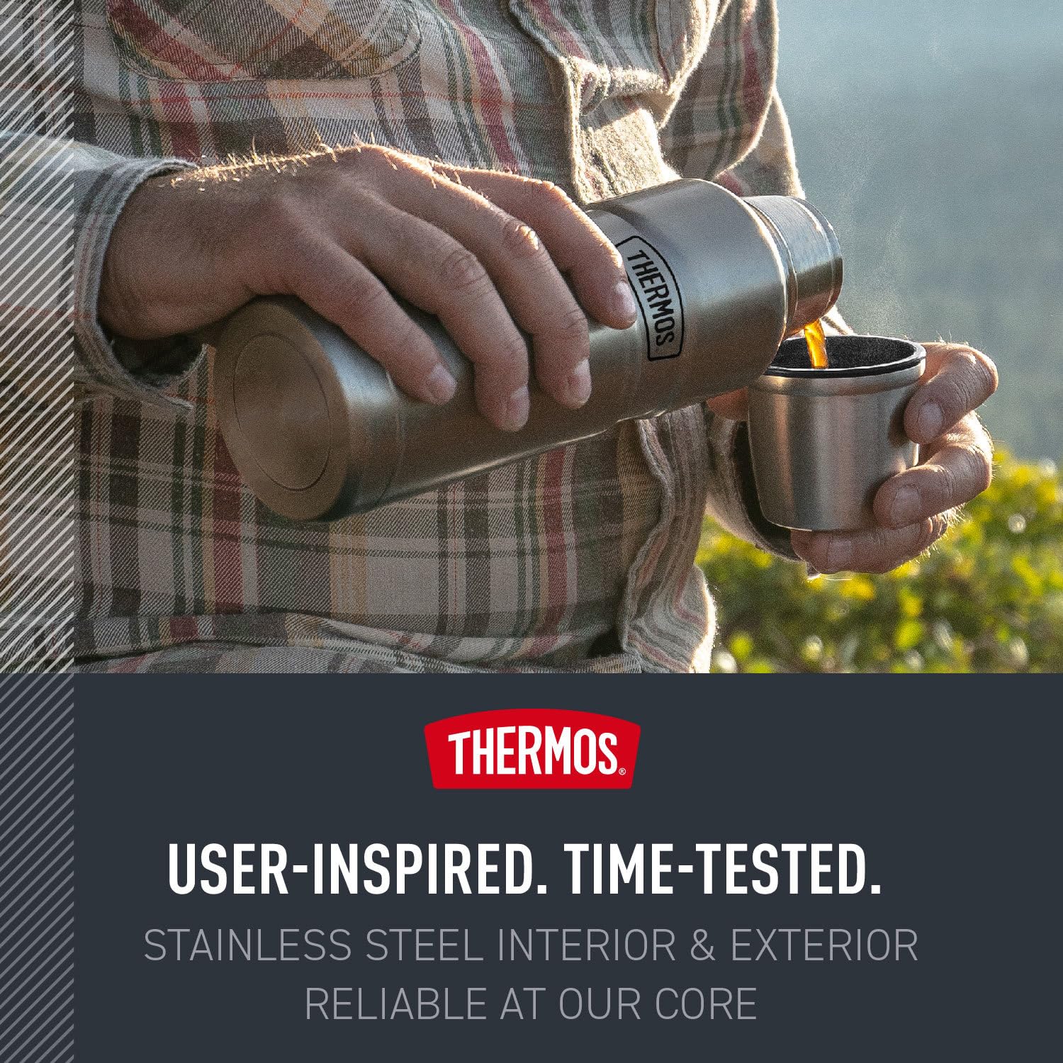 THERMOS Stainless King Beverage Bottle, 16oz, Matte Steel Thermos