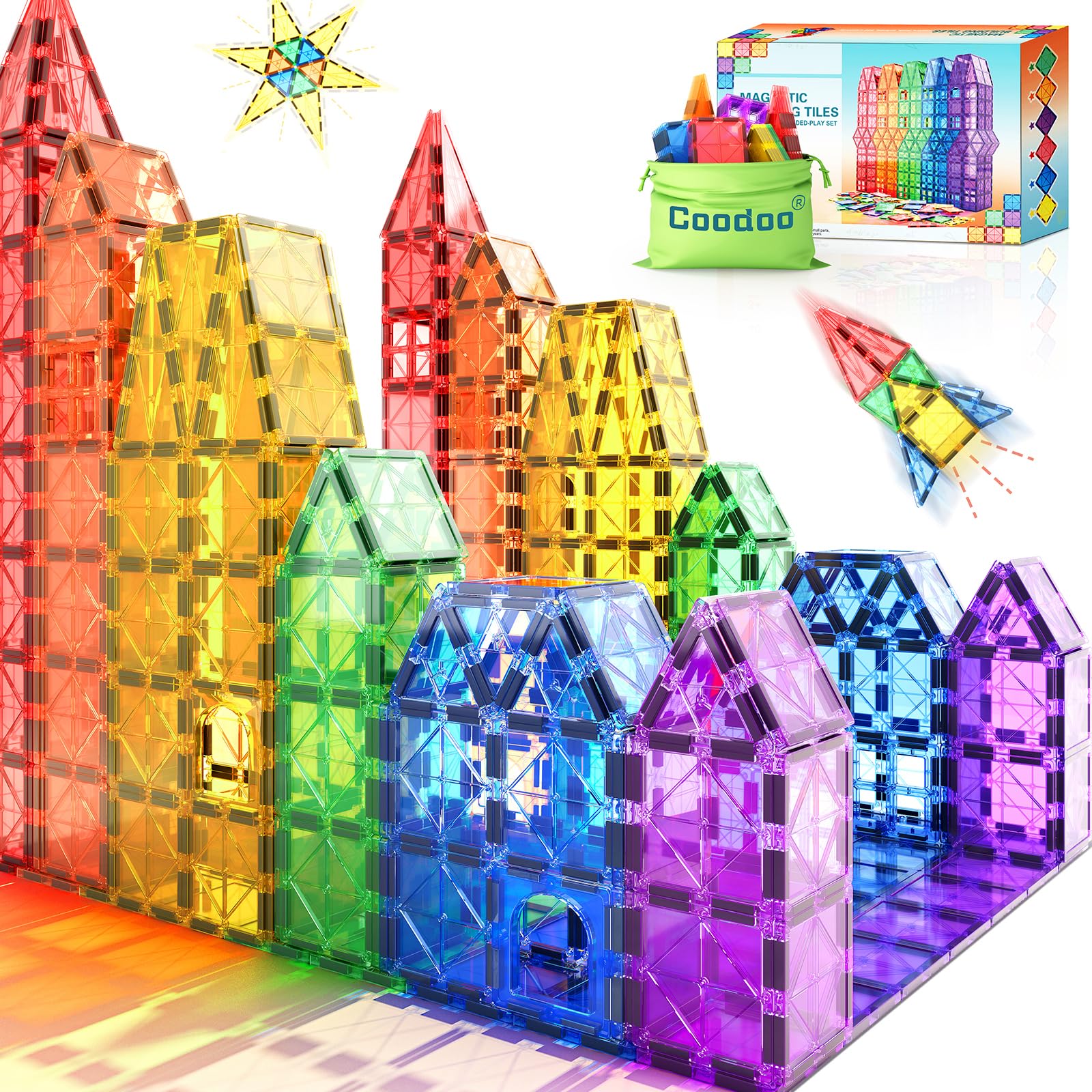Magnetic Tiles Kids Toys STEM Magnet Toy for Toddler Magnetic Blocks Building Preschool Learning Sensory Montessori Toys for 3+ Year Old Boys and Girls, Safe Creativity Toddler Kids Toy 40PCS