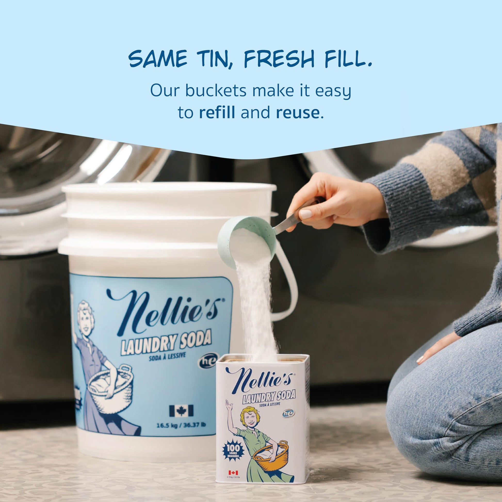Nellie's Laundry Soda - Concentrated Laundry Detergent Powder - 100 Load - Gentle on Skin and Environment - Fragrance-Free - Made in Canada - Available at All In One Marketplace Canada