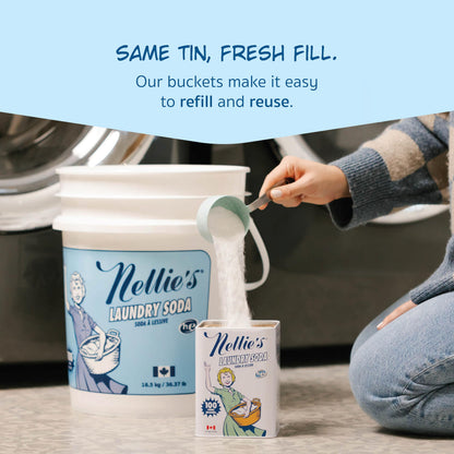 Nellie's Laundry Soda - Concentrated Laundry Detergent Powder - 100 Load - Gentle on Skin and Environment - Fragrance-Free - Made in Canada - Available at All In One Marketplace Canada