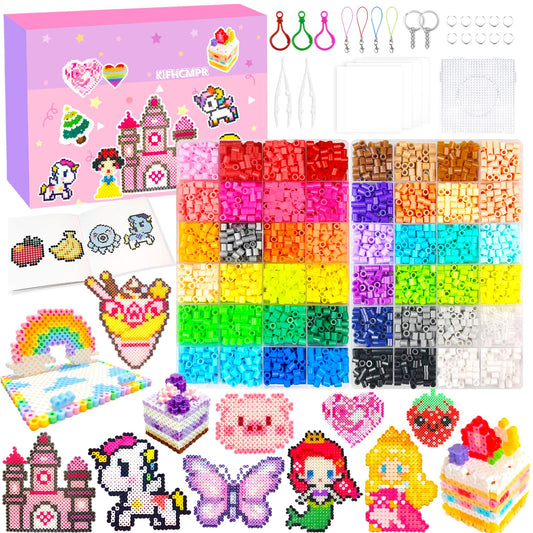 5mm Fuse Beads Kit for Kids Crafts - 48 Colors Beads Set with Pegboard,Ironing Papers and Accessories, Fuse Beads 2 Boxes,Arts and Crafts Kits for Kids, Christmas Birthday Gift for Girls & Boys 🍁 All In One Marketplace Canada