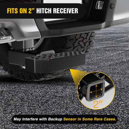 Nilight Hitch Step with 2" Hitch Receiver Rear Bumper Guard Protector 11.9 Inch with 5/8” Hitch Pin Clip Upgraded Textured Black Anti Slip Hitch Step Bar for Pickup Truck Car SUV Nilight