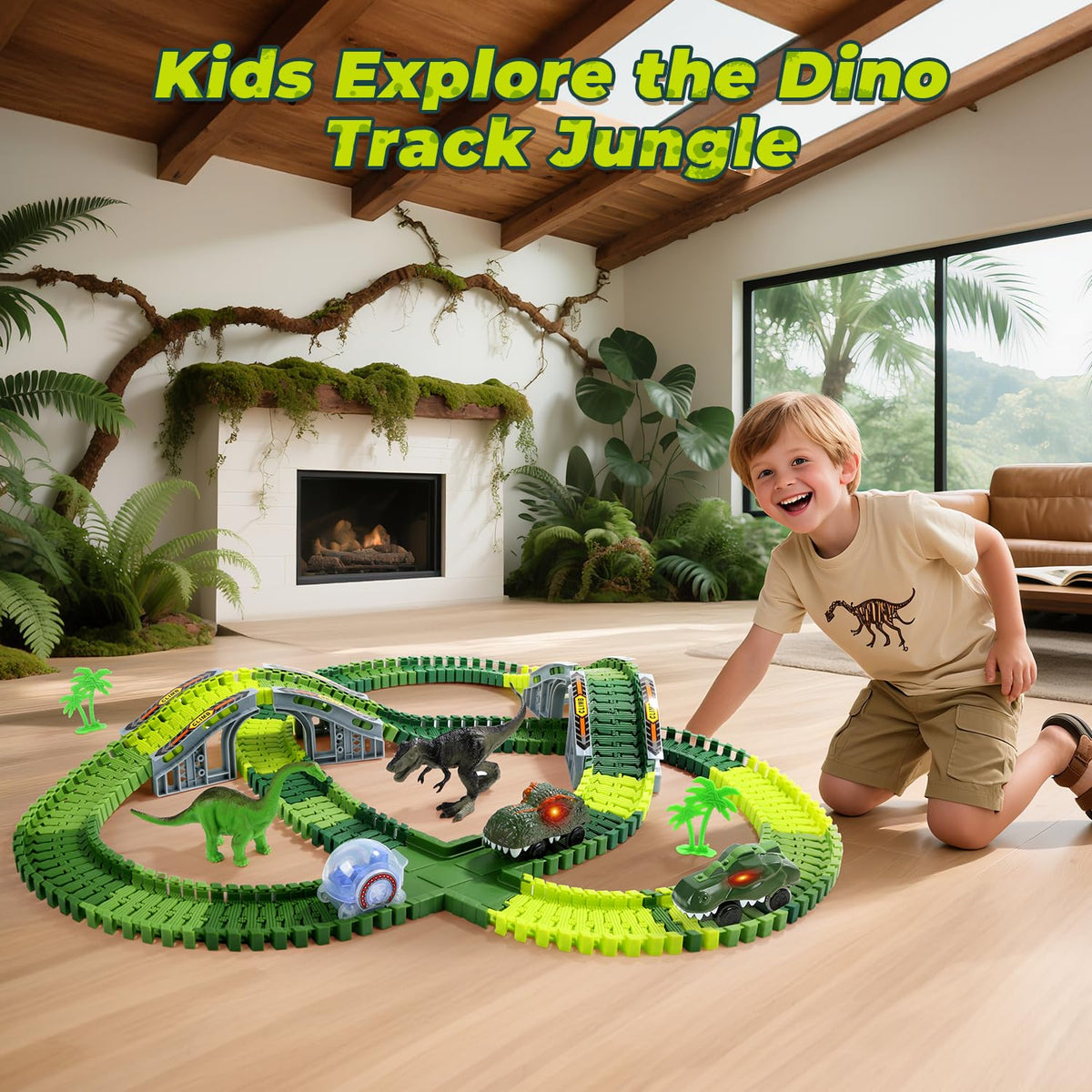 EagleStone Dinosaur Race Track Set for Kids – 233 PCS Flexible Race Tracks 🍁 All In One Marketplace Canada