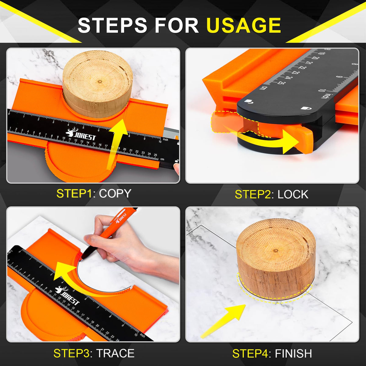 JOREST Contour Gauge Christmas Gifts Ideas (10 Inch), Stocking Stuffers for Men Dad Husband Him, Profile Outline Shape Duplicator with Lock, Template Tool for Woodworking/DIY/Flooring/Tile Laying 🍁 All In One Marketplace Canada