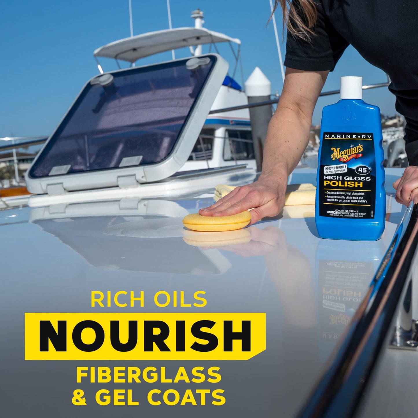 Meguiar's M4516 Marine/RV Polish & Gloss Enhancer -16 Oz Bottle