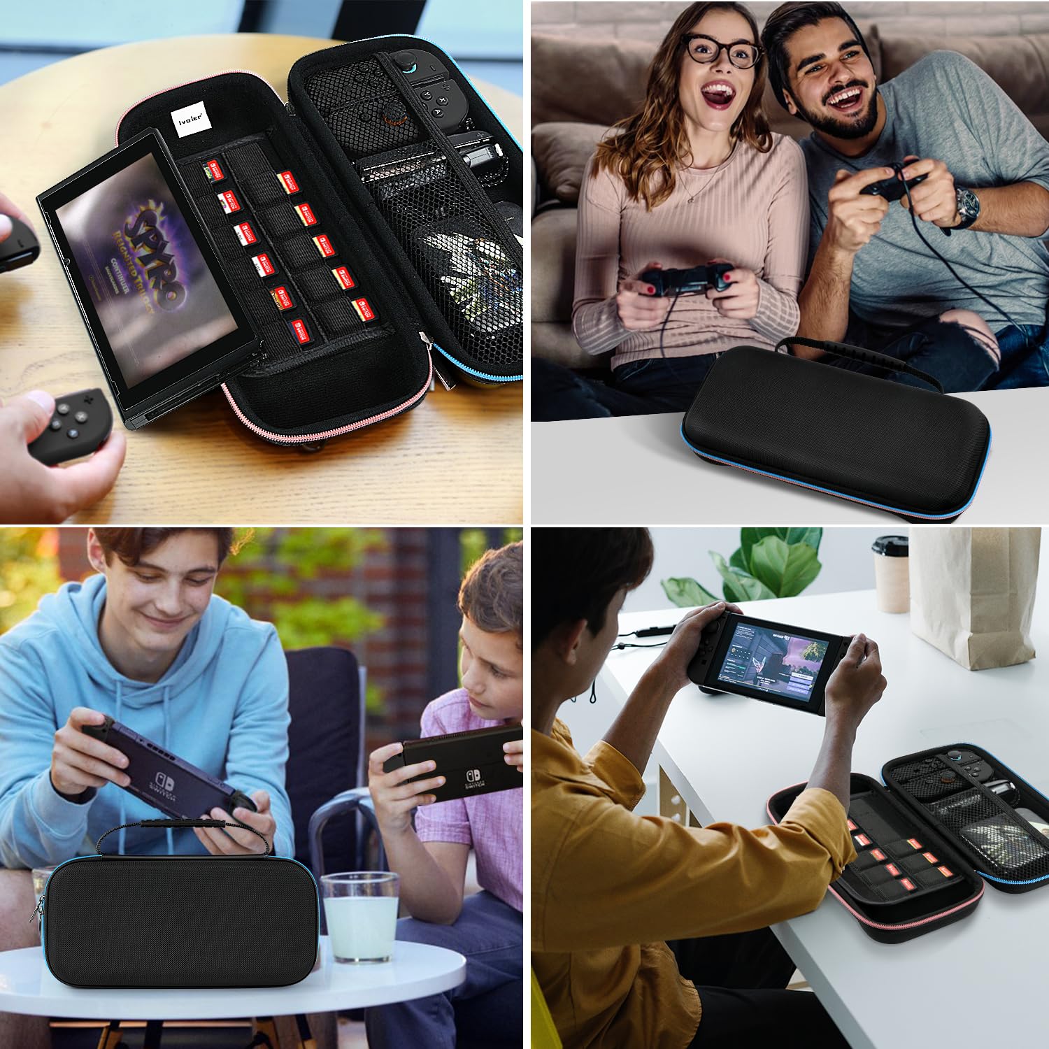 ivoler Carrying Case for Nintendo Switch 2 (2025 Model), Portable Hard Shell Pouch Carrying Travel Game Bag for Switch 2 Accessories Holds 12 Game Cartridge, Black