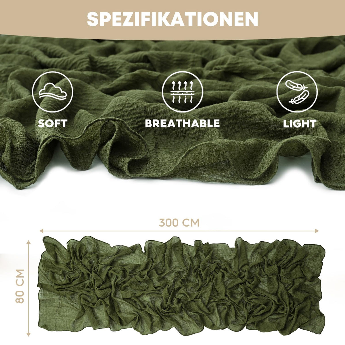 Artoid Mode Boho Cheesecloth Gauze Olive Green Wedding Table Runner, 300 cm Seasonal Fabric Kitchen Dining Holiday Table Decor for Home Party Indoor 🍁 All In One Marketplace Canada