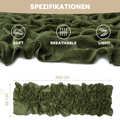 Artoid Mode Boho Cheesecloth Gauze Olive Green Wedding Table Runner, 300 cm Seasonal Fabric Kitchen Dining Holiday Table Decor for Home Party Indoor 🍁 All In One Marketplace Canada