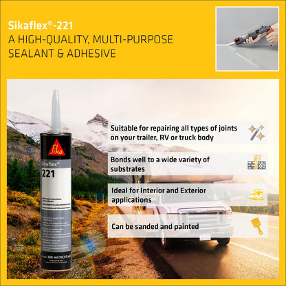 SIKA - Multi-Purpose sealant and Adhesive - Sikaflex-221 - Black - Ideal for RV and Motorhome Repair - Permanent - Weather Resistant - Paintable - 300 mL 🍁 All In One Marketplace Canada