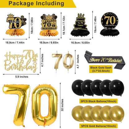 70th Birthday Decorations for Men, Black Gold 70th Party Decoration Set 🍁 All In One Marketplace Canada