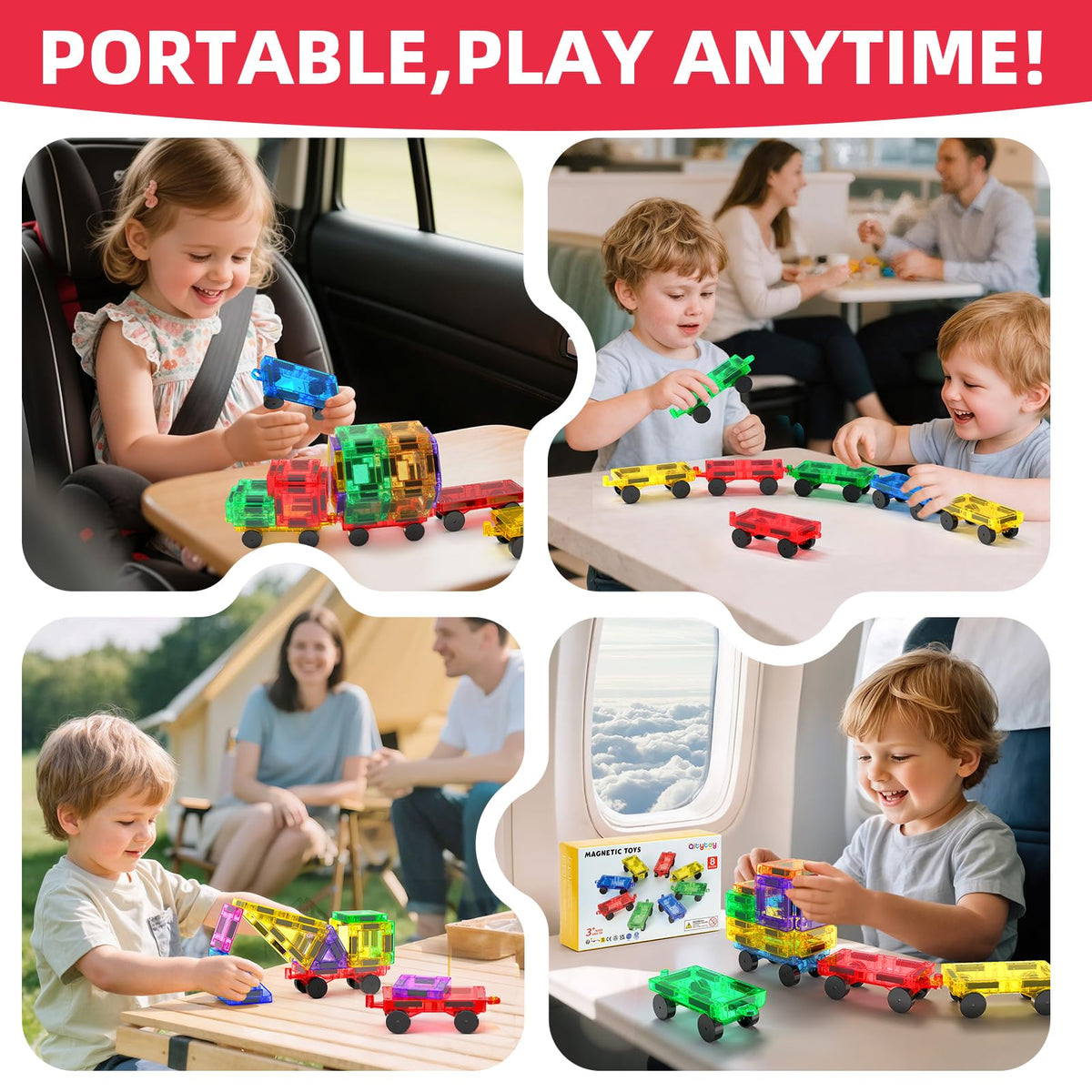 Qltytoy Mini Magnetic Tiles Cars 8PCS Construction Set for Mini,Major Tiles 🍁 All In One Marketplace Canada