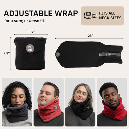 trtl Travel Pillow - Airplane Pillow for Neck and Shoulder Support - Soft, Lightweight, Machine-Washable Travel Pillows for Airplanes - Black - Available at All In One Marketplace Canada