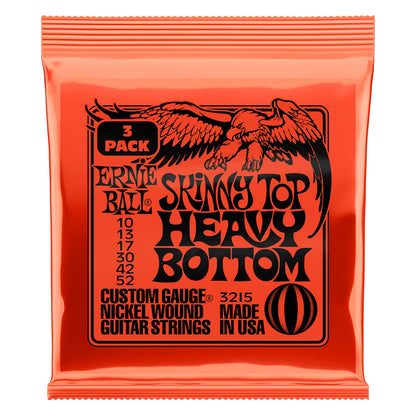 Ernie Ball Skinny Top Heavy Bottom Slinky Nickel Wound Electric Guitar Strings 10-52 - 3 Pack