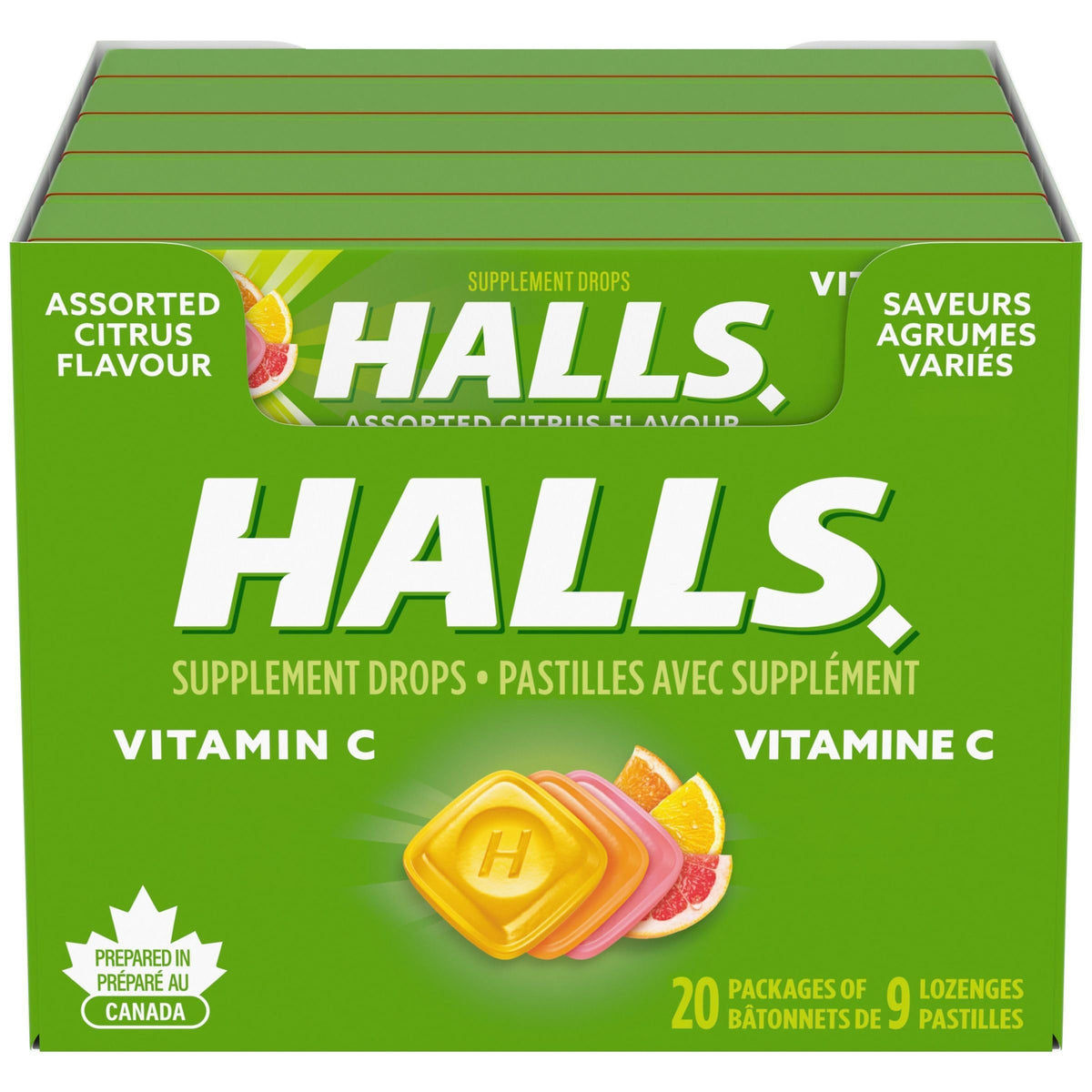 Halls, Vitamin C Assorted Citrus, Lozenges, 20 Packs