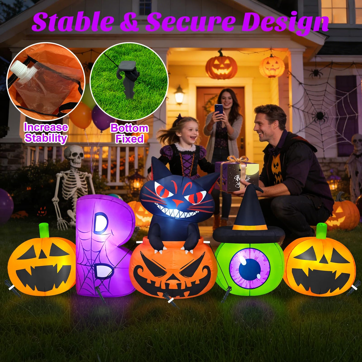 Danxilu 8FT Halloween Inflatable Pumpkin with Black Cat Outdoor Decorations 🍁 All In One Marketplace Canada