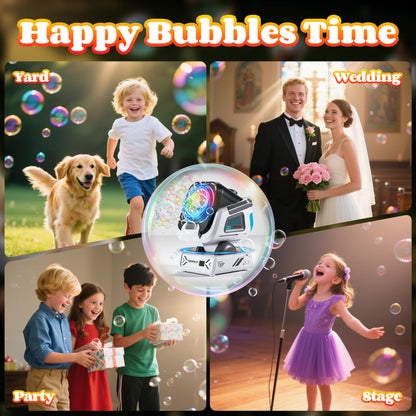 Upgraded Bubble Machine with Remote Control, Automatic Rotation & RGB Lights, 1800mAh Rechargeable, Type-C Charge, Bubble Maker for Kids, Weddings, Birthday Parties, Outdoor Activities