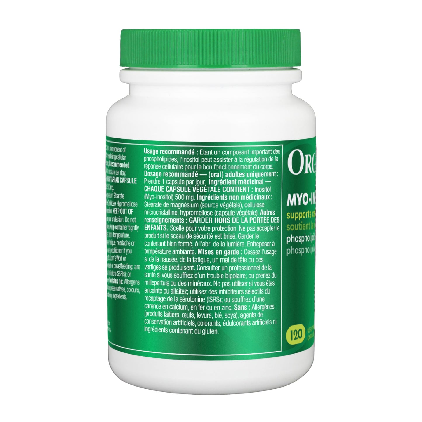Organika Canadian-Made Inositol (Myo-Inositol)- Cellular Response, Mood Balance, Insulin Support, PCOS Management, Menstrual Cycle Regulation - 120vcaps - Available at All In One Marketplace Canada