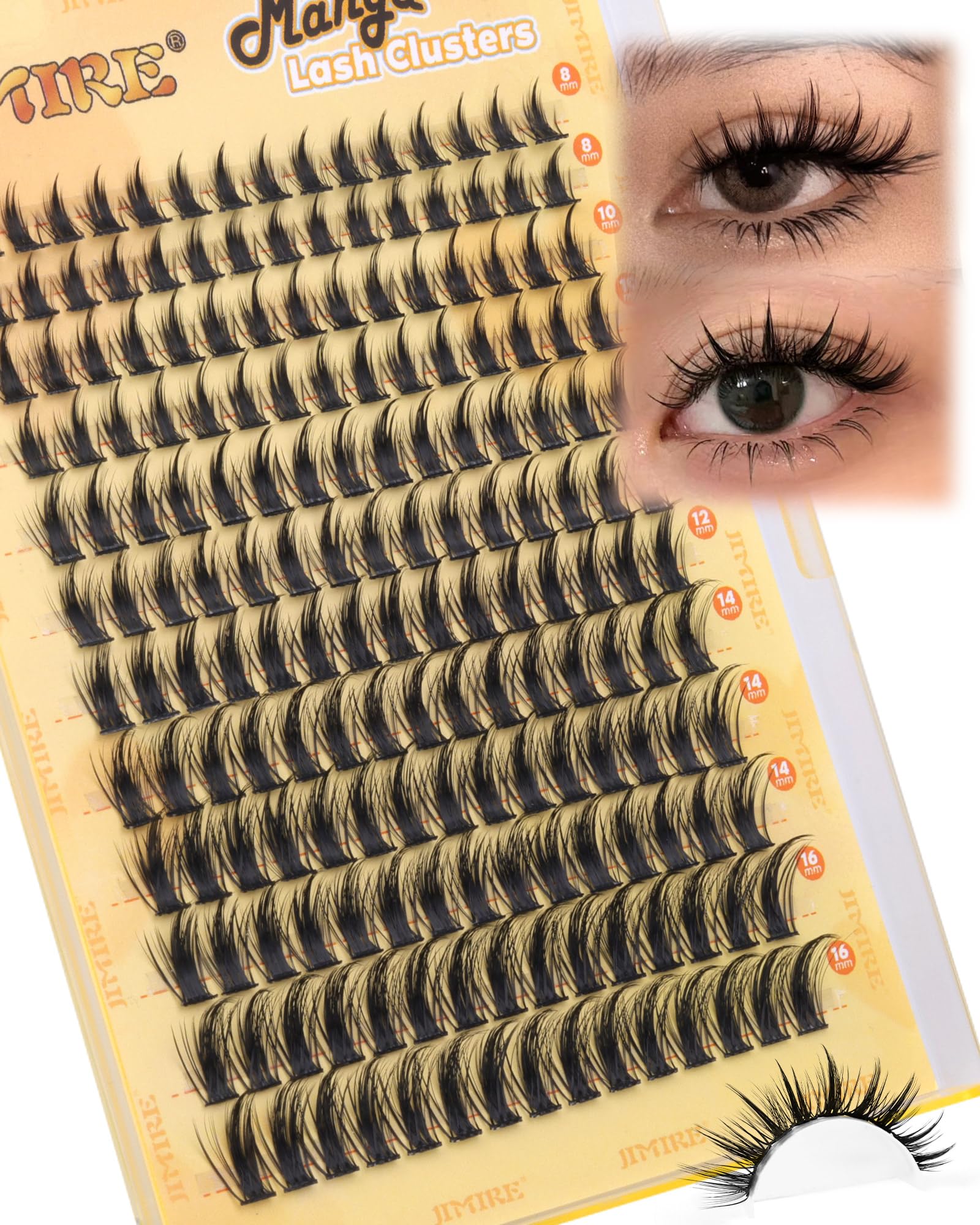 JIMIRE Natural Lash Clusters Extensions 180Pcs Anime Eyelash Extensions D Curl Wispy Manga Eyelash Clusters 8-16MM Cluster Eyelash Extensions Individual Lashes Pack - Available at All In One Marketplace Canada
