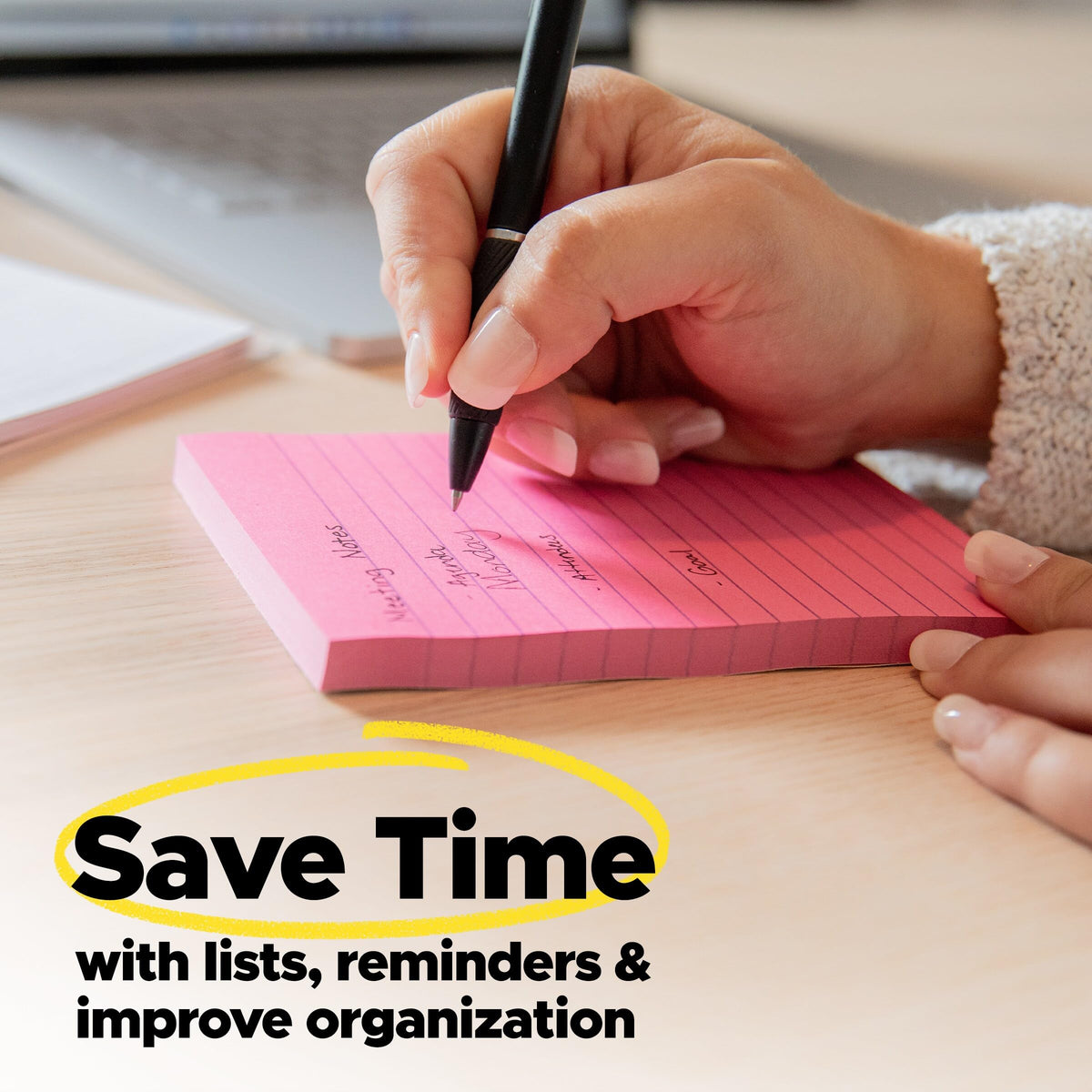 Post-it Super Sticky Notes, 4 x 6 in, Supernova Neons, 5 Lined Pads
