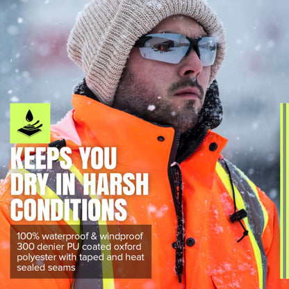 Pioneer Hi Vis Winter Work Jacket for Men - For Construction - Class 2 🍁 All In One Marketplace Canada