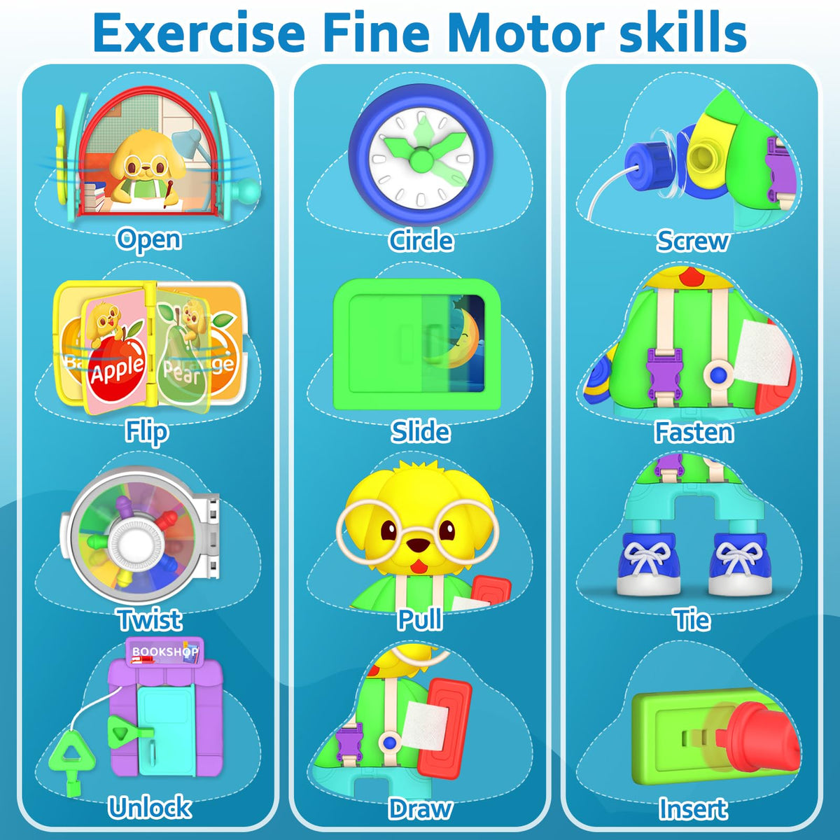Montessori Busy Board for Toddlers 1-3 with Music, 20+ Activity Toddler Educational Toys Age 1-2, Learning Toy for 1 2 Year Old Boy Girl Christmas Birthday Gift 🍁 All In One Marketplace Canada